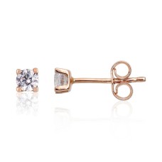 14K Red Gold Cubic Zirconia Stud Earrings “New Classic XI”