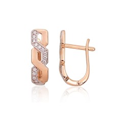 14K Red Gold Cubic Zirconia Earrings “Golden Wave VIII”