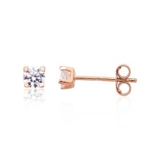 14K Red Gold Cubic Zirconia Stud Earrings “New Classic II”