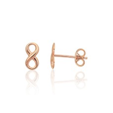 14K Red Gold Stud Earrings “Infinity V”