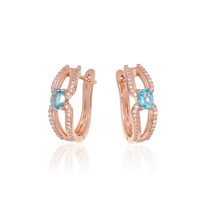 Gold Diamond and Topaz Earrings “Sparkling Moment”