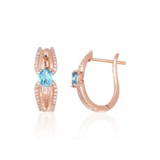 Gold Diamond and Topaz Earrings “Sparkling Moment”