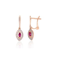 14K Red Gold Diamond and Ruby Earrings “Alexandria”