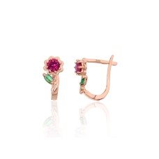 Gold Cubic Zirconia Earrings “Golden Flower XVI”