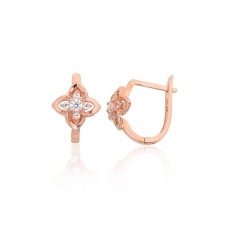 Gold Cubic Zirconia Earrings “Golden Flower XIX”