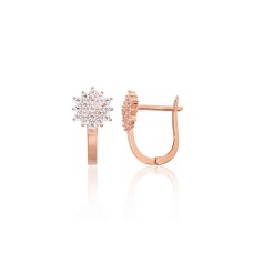Gold Cubic Zirconia Earrings “Golden Flower XII”