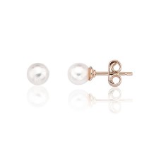 14K Red Gold Pearl Stud Earrings “Galos VII”