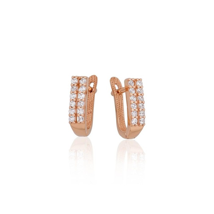 Gold Cubic Zirconia Earrings “Line of Light IV”