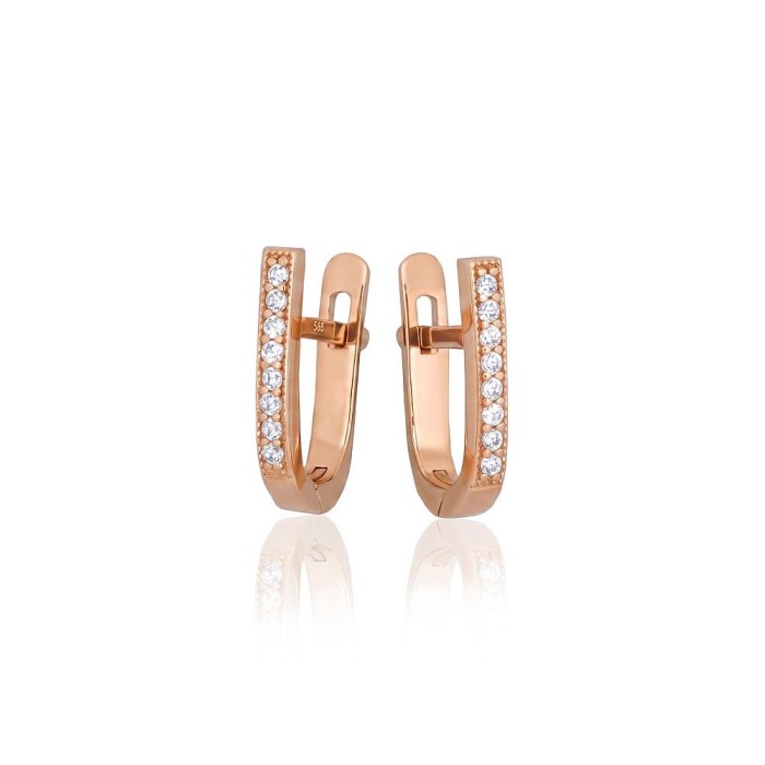Gold Cubic Zirconia Earrings “Line of Light V”