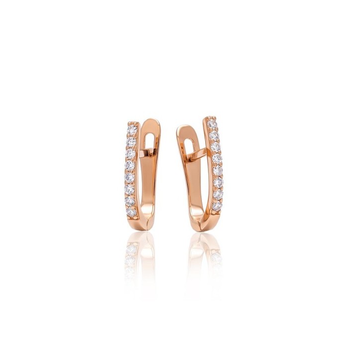 Gold Cubic Zirconia Earrings “Line of light”