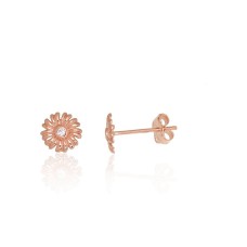 14K Red Gold Cubic Zirconia Stud Earrings “Golden Daisy”