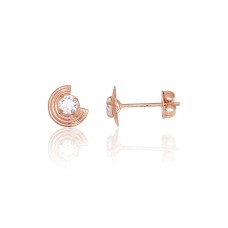 14K Red Gold Cubic Zirconia Stud Earrings “Golden Orbit”