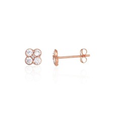 14K Red Gold Cubic Zirconia Stud Earrings “Golden Blossom”