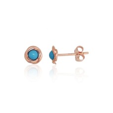 14K Red Gold Turquoise Stud Earrings “Turquoise Whisper”