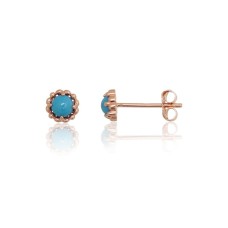 14K Red Gold Turquoise Stud Earrings “Turquoise Spark”