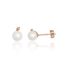14K Red Gold Pearl Stud Earrings “Pure Pearl”