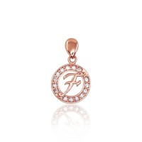 Gold Cubic Zirconia Letter Pendant “F”