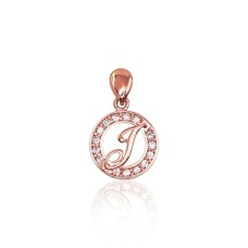 Gold Cubic Zirconia Letter Pendant “J”