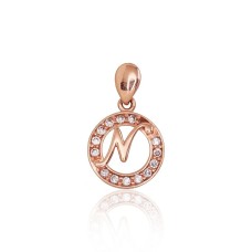 Gold Cubic Zirconia Letter Pendant “N”