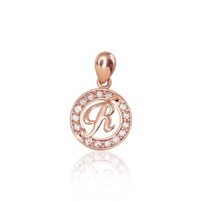 Gold Cubic Zirconia Letter Pendant “R”