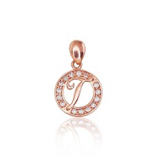 Gold Cubic Zirconia Letter Pendant “T”