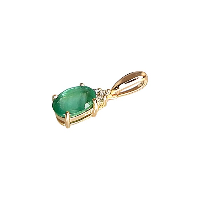 14K Red Gold Diamond and Emerald Pendant “Notika VI”