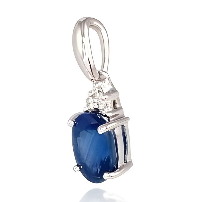 14K White Gold Diamond and Sapphire Pendant “Notika”
