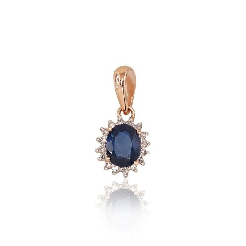 14K Red Gold Diamond and Sapphire Pendant “Ferro III”