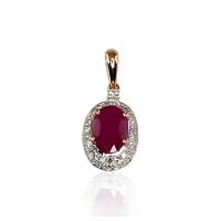 Gold Diamond and Ruby Pendant “Little Sun II”
