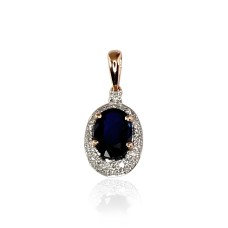 14K Red Gold Diamond and Sapphire Pendant “Little Sun V”