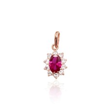 Gold Cubic Zirconia Pendant “Ferro (Fuchsia)”