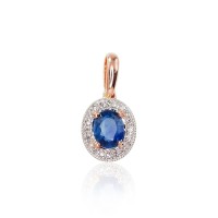 14K Red Gold Diamond and Sapphire Pendant “Sofia V”