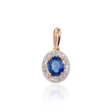 14K Red Gold Diamond and Sapphire Pendant “Sofia V”