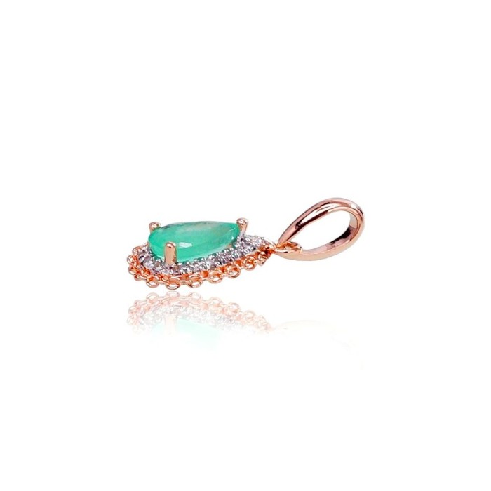 14K Red Gold Diamond and Emerald Pendant “Renaissance II”