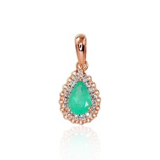 14K Red Gold Diamond and Emerald Pendant “Renaissance II”