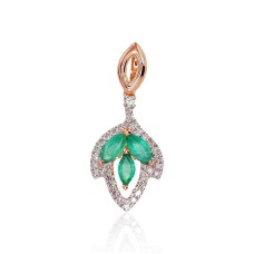 14K Red Gold Diamond and Emerald Pendant “Alexandria III”