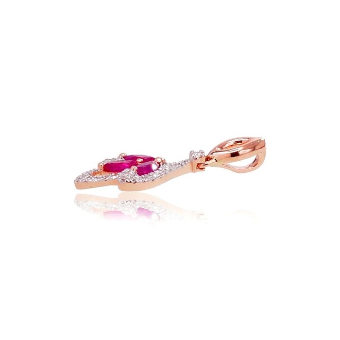 14K Red Gold Diamond and Ruby Pendant “Alexandria II”