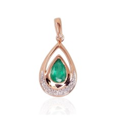 Gold Diamond and Emerald Pendant “Royal V”