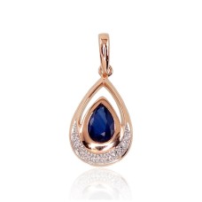 14K Red Gold Diamond and Sapphire Pendant “Royal III”