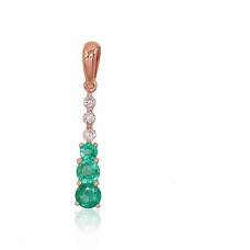 Gold Diamond and Emerald Pendant “Camellia IV”
