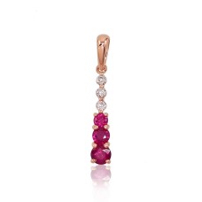Gold Diamond and Ruby Pendant “Camellia VI”