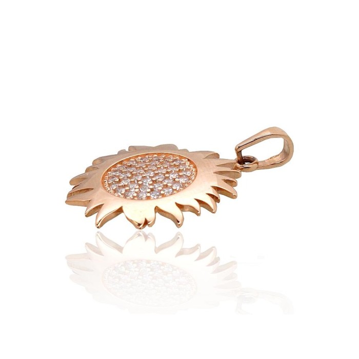 Gold Cubic Zirconia Pendant “Golden Sun XI”