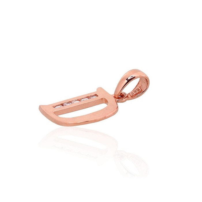Gold Cubic Zirconia Letter Pendant “D III”