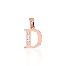 Gold Cubic Zirconia Letter Pendant “D III”