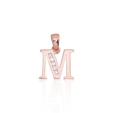 Gold Cubic Zirconia Letter Pendant “M III”