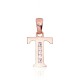 14K Red Gold Cubic Zirconia Letter Pendant “T III”
