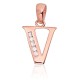 14K Red Gold Cubic Zirconia Letter Pendant “V III”
