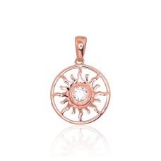 Gold Cubic Zirconia Pendant “Golden Sun XIV”