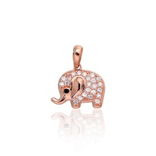 Gold Cubic Zirconia Pendant “Elephant III”