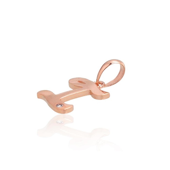 Gold Cubic Zirconia Letter Pendant “I IV”